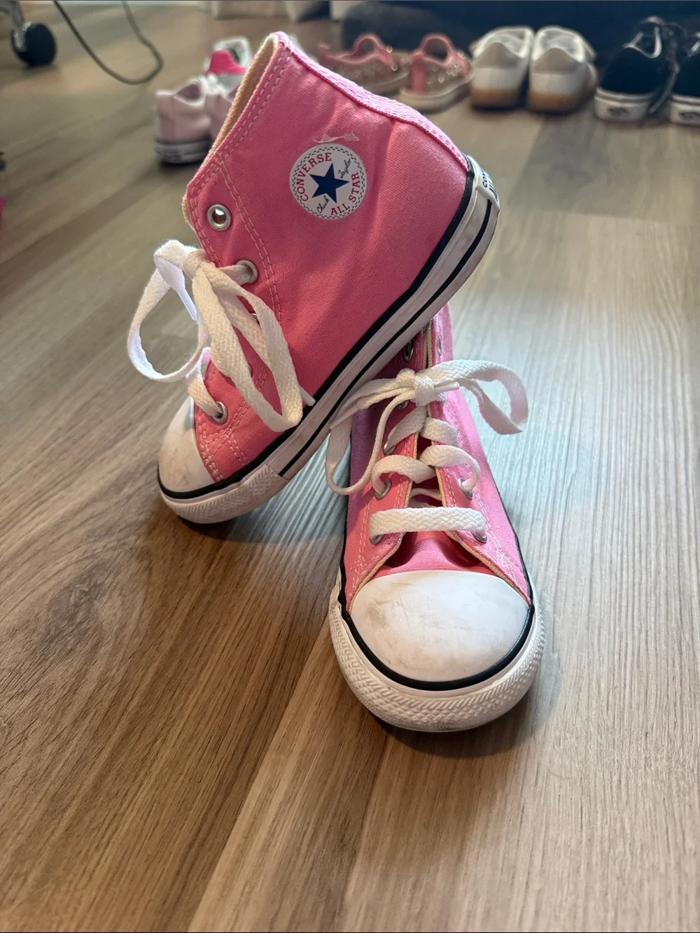 Converse Kids Pink High-Top Canvas Sneakers with White Laces